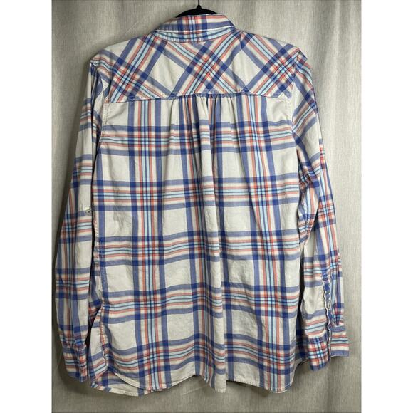 THE NORTH FACE Women's Orange/White/Blue Plaid Long Sleeve Button-Down Shirt XL - Picture 4 of 6